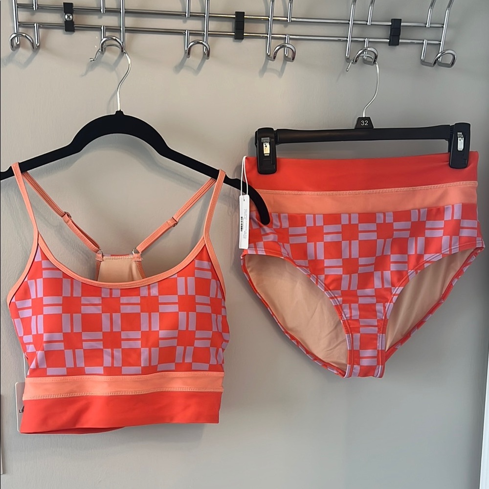 Livy & Kate Orange and Pink Geometric Bikini- New/never worn